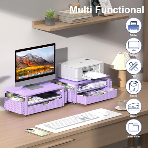 Spacrea Desk Organizers and Accessories, Printer Stand with Storage, Purple - color: Purple