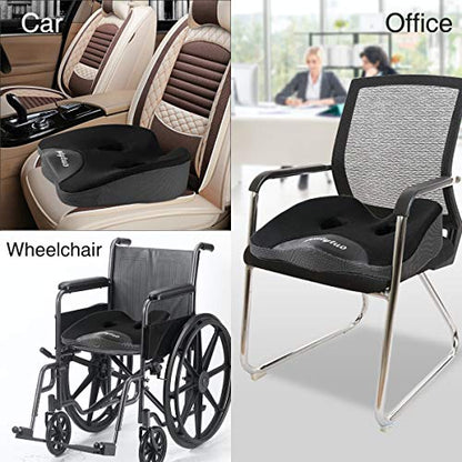 LOUTYTUO Seat Cushion Pillow,100% Memory Foam and Washable Cover,for Office Chair,Car Seat and Wheelchair, Soft Support Seat Cushion - color: Black