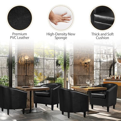 Yaheetech Accent Chairs, Faux Leather Barrel Armchairs, Black - color: Black, size: 25.5"D x 27.5"W x 28"H