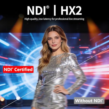 4K NDI PTZ Camera AI Voice Tracking, NDI® HX2, 12x Optical Zoom Conference Camera System, Gesture Control, Built-in 4 Mics, Auto Framing, HDMI/LAN/USB, 4K Webcam for Church, Conference, Livestream