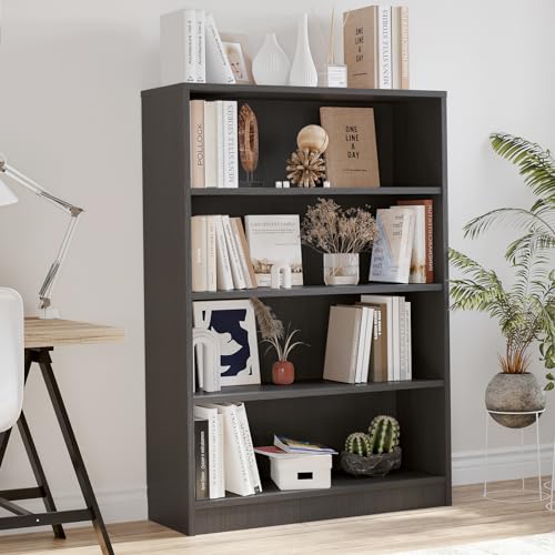 Farini 48 Inch Tall Bookcase,4 Shelf Bookshelves,Adjustable Bookshelf for Home Office,Grey - color: Grey, size: 4 shelf