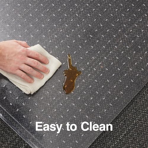 Staples Office Chair Mat, Clear, 48x36 Inch, Low-Pile Carpet, with Lip | Extended under-desk coverage and smooth glide for carpeted office floors. - size: 36" x 48", style: Low-Pile
