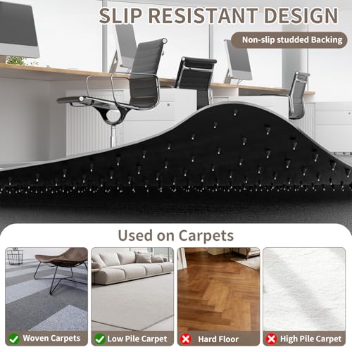 Office Chair Mat for Low Pile Carpeted Floors with Lip, 36" x 48" Plastic Floor mat for Desk Chair on Carpet,Easy Glide Carpet Protector Mat for Computer Chairs,Rolling Chairs,Home,Office Non-Slip