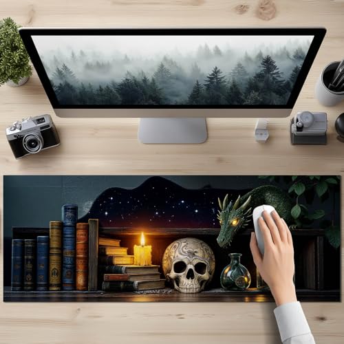 HOMETITUTE Large Mouse Pad 31.5x11.8 Inch Gaming Mousepad Alchemy Dragon Art Non-Slip Keyboard Desktop Protector Mat XL Mouse Pad for Home Office Laptop Wireless Mice Accessories - color: Alchemy Dragon Art