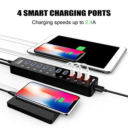 Powered USB 3.0 Hub, atolla 11 Ports, 7 USB 3.0 Data Ports+4 Charging Port