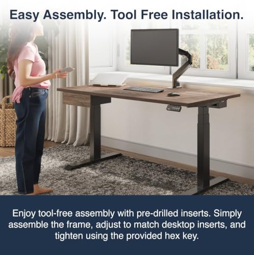 Desky Dual Laminate Sit Stand Desk Burnished Wood Grommets Matte Black - color: Burnished Wood / Matte Black, size: 47.2 x 29.5 inches with Grommets