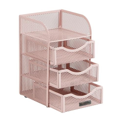 Mind Reader Desktop Accessory Storage, Paper Binder Clip Basket, Workspace, Office, Metal Mesh, 4.75"L x 5"W x 8"H, Pink - color: Pink