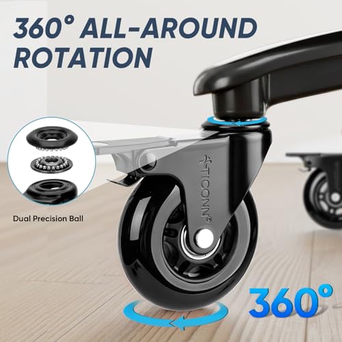 TICONN Office Chair Caster Wheels Set of 5 for Tile, Hardwood Floors and Carpets, Universal Fit for Most Chairs (Black with Brake) - style: Black with Brake