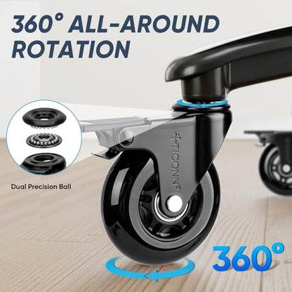 TICONN Office Chair Caster Wheels Set of 5 for Tile, Hardwood Floors and Carpets, Universal Fit for Most Chairs (Black with Brake) - style: Black with Brake