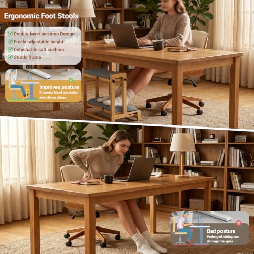 2-Tier Foot Rest Under Desk for Office, Gaming & Study | 4-height Adjustable Foot Stool, Cushioned foot rest with removable pad, Pressure Relief Footrest for Long Sitting Hours