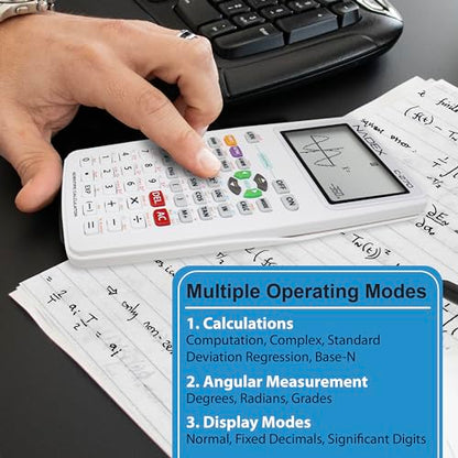 Scientific Calculator with Graphing, Includes Carrying Case, for College and High School Students, Calculus, Algebra, Geometry, Trigonometry, Statistics, Physics, Chemistry, White - color: White