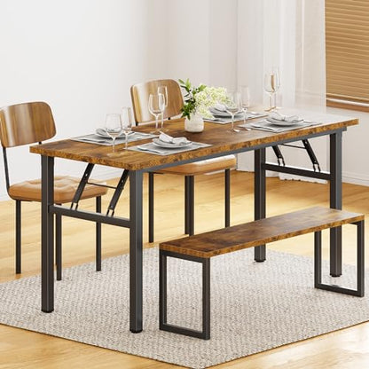 Need Home Office Desk - 62 Inches Large Computer Desk Sturdy Black Table Foldable Desk Gaming Computer Table No Assembly Required Rustic Brown AC5FB(157.5 * 60) | Black Frame Writing Gaming Work Table/Foldable Home Office Desk/Sewing Table, No Assembly Re