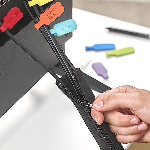 Wrap-It Storage Zipper Cable Sleeve, Black, 24", 4-Pack - size: 24in (4-Pack)
