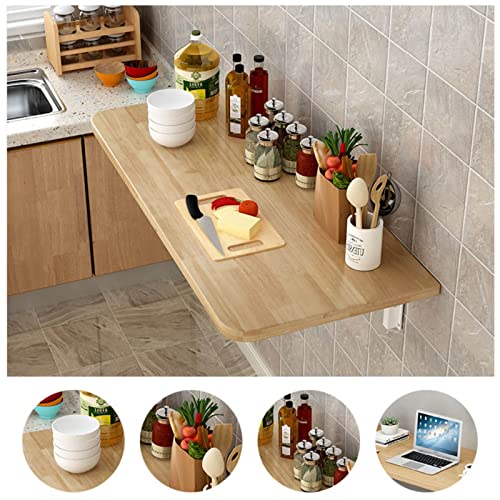 Fold Down Wall Mounted Dining Table Solid Wood Wall Mounted Folding Table For Kitchen With Brackets For Space Saving Desk Office Home Office Desk - Capacity 110lb ( Size : L100xW50cm/L39xW19.7in ) - size: L100xW50cm/L39xW19.7in