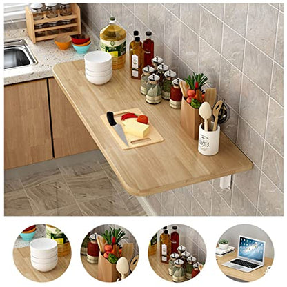 Fold Down Wall Mounted Dining Table Solid Wood Wall Mounted Folding Table For Kitchen With Brackets For Space Saving Desk Office Home Office Desk - Capacity 110lb ( Size : L120xW50cm/L47.2xW19.7in ) - size: L120xW50cm/L47.2xW19.7in