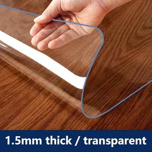 1.5mm Thick Clear Table Cover Protector 12 x 31 Inch, Plastic Table Cover Rectangle, PVC Clear Table Protector, Desk Protector Mat for Dining Room Table - size: 12" x 31"