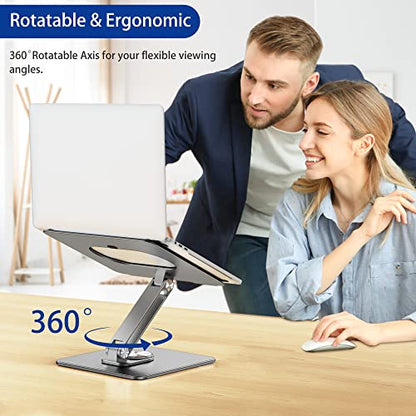 BESIGN LSX7 Laptop Stand with 360 Rotating Base, Ergonomic Adjustable Notebook Riser, Foldable Computer Holder Compatible with 10-15.6" Laptops (Gray) - color: Gray