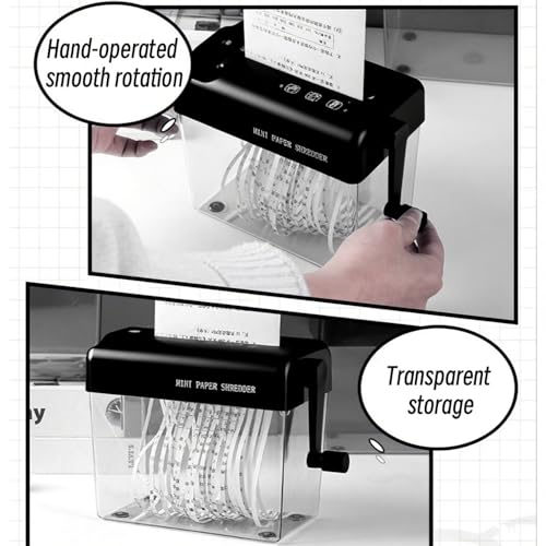 Manual Hand Shredder Mini Portable Shredder for A6 Sheets Hand Crank Paper Shredder for Office School Home Invoices Small Notes Letters Folded A4 Portrait