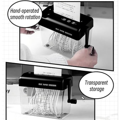 Manual Hand Shredder Mini Portable Shredder for A6 Sheets Hand Crank Paper Shredder for Office School Home Invoices Small Notes Letters Folded A4 Portrait