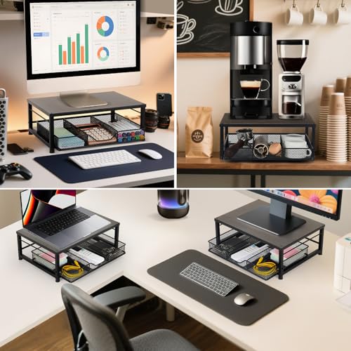 Computer Monitor Stand for Desk, Small Laptop Stand Riser, Black - color: Black-Small