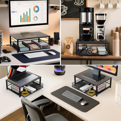 Computer Monitor Stand for Desk, Small Laptop Stand Riser, Black - color: Black-Small