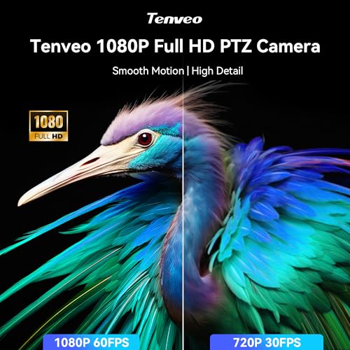 Tenveo 20X Optical Zoom PTZ Camera with AI Auto-Tracking, USB 3.0/HDMI, FHD 1080P60 for Video Conferencing, Live Streaming, Church, Education, Zoom, Teams & OBS - color: Obsidian Black