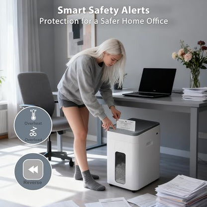 Heavy Duty Paper Shredder: 400-Sheet Auto Feed P5 Micro-Cut Document Credit Card Shredding with Jam-Proof Design for Home Office Business School