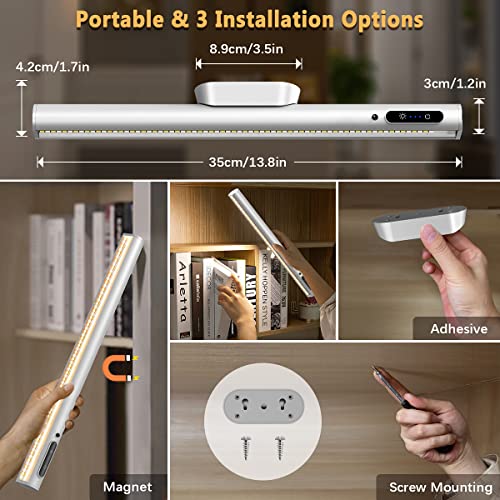 Hapfish Battery Powered Operated Wall Strip Lights, Magnetic LED Light Bar - color: Silver, size: Without Motion Sensor