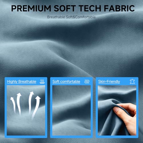 GTPLAYER Gaming Chair,Office Chair with Pocket Spring Lumbar Support, Ergonomic Comfortable Wide Office Desk Computer Chair with Outward Fixed Soft Armrests and Footrest (Fabric, Blue) - color: Light Blue