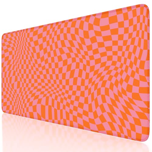 iCasso XXL Large Mouse Pad for Desk, Orange Checkered - color: Orange Checkered