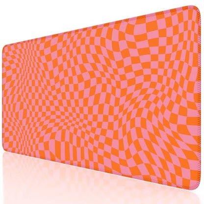 iCasso XXL Large Mouse Pad for Desk, Orange Checkered - color: Orange Checkered