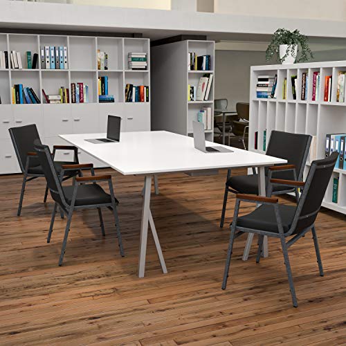 Flash Furniture 4 Pack HERCULES Series Heavy Duty Black Vinyl Stack Chair with Arms - color: Black Vinyl, size: Set of 4