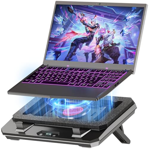 IETS GT300 Upgraded Laptop Cooling Pad with Adjustable Stand, Turbo Boosted Cooler for Rapid Cooling 10-17inch Gaming Laptop, Flexible Sealing Ring，Featuring Air Filtration Adjustable clamp - color: GT300B0(Basic)