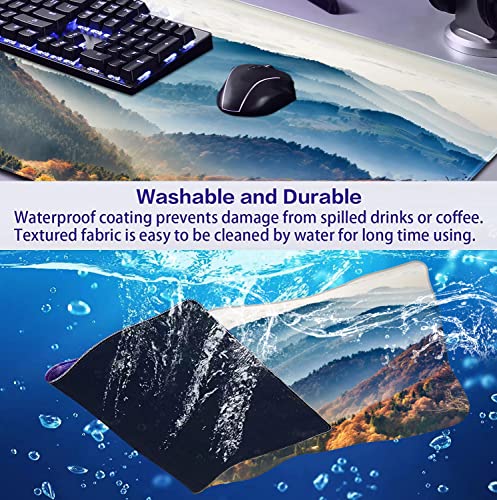 Large Mountain View Patterned Mouse Pad, Anti Slip Gaming Keyboard Desk Pad | Large Extended Mouse Pad; Full Desk Coverage; Waterproof Coating; Stable Anti-Slide Base For Gaming, Office, Study Daily Use - color: Mountain Landscape