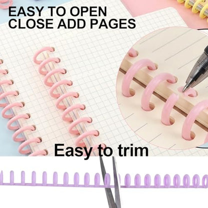 20 PCS Comb Binding Spines 1/2" Diameter 30 Ring Plastic Binder Combs and Spiral Binding Coils, Spiral Coils for Student Teacher Business Document File Notebook File Making (Colorful)