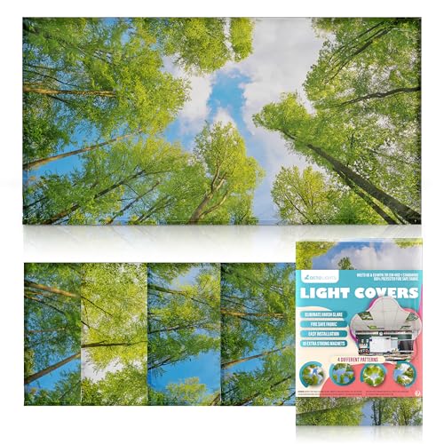 Fluorescent Light Covers for Ceiling Lights Classroom Magnetic Tree 4pk - color: Forest Trees