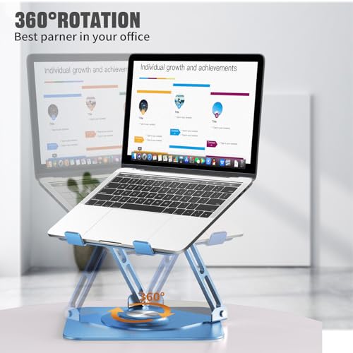 Laptop Stand for desk(360°Rotating),Aluminum laptop Riser for 10-16"Laptops | Adjustable Multi-Angle Ergonomic Laptop Stand, Foldable Portable for Home Office, Fits MacBook Air Pro Dell HP Laptops - color: Blue