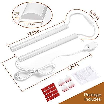 LED Under Cabinet Lighting, 2pcs x 12 Inch Dimmable, USB Plug-in Under Counter Lights with Memory Function, Natural White 4000K - color: Natural White, size: 2*12 Inch