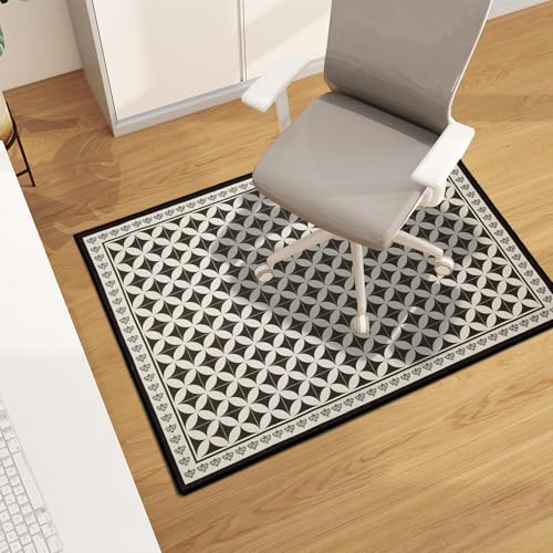 Office Chair Mat for Hardwood Floor, 48"x36" Easy Glide Computer Desk Mat Protector for Rolling Chair Under Desk Rug Nonslip Backing, Machine Wash (Modern) - color: White and Black, size: 36"x48"