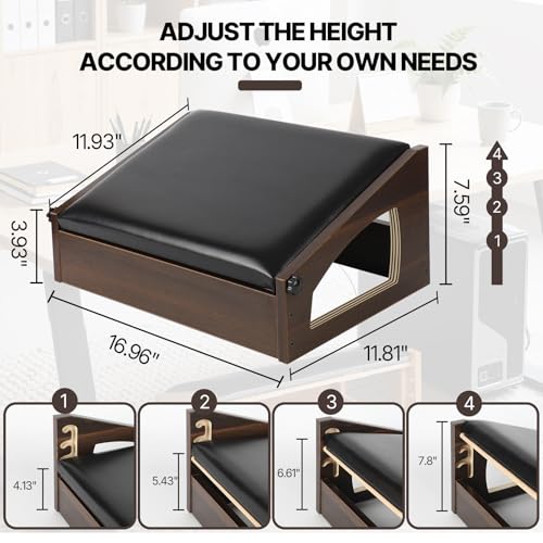 Ergonomic Foot Rest Under Desk,4 Adjustable Height Foot Stool ﻿ - color: Espresso02