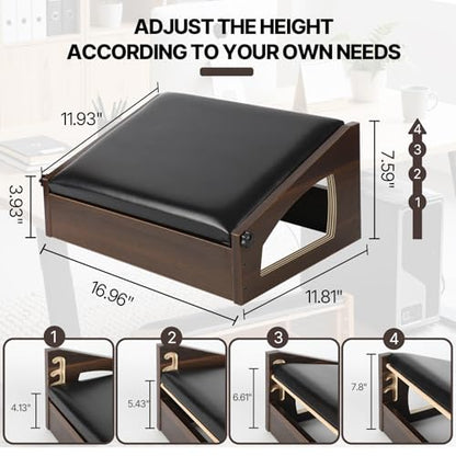 Ergonomic Foot Rest Under Desk,4 Adjustable Height Foot Stool ﻿ - color: Espresso02