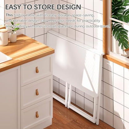 4NM 31.5" Small Folding Desk, Foldable Computer Home Office Desk, Study Writing Table for Small Space Saving Bedroom, Easy Assembly - All White - color: All White, size: 31.5"W x 17.7"D