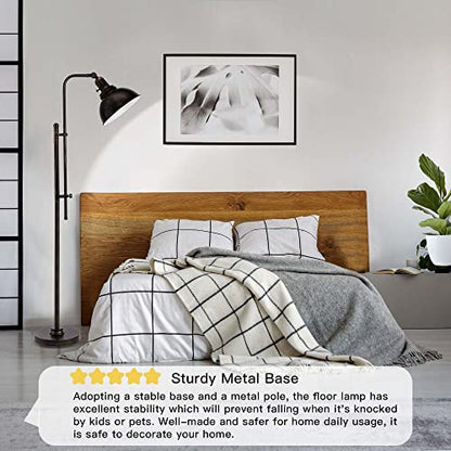 PARTPHONER Industrial Floor Lamp Adjustable, Rustic Farmhouse Reading Lamp in Aged Black Finish, Modern Standing Lamp with Remote Control Metal Shade for Living Room Bedroom Study Room Office Hotel - color: Black