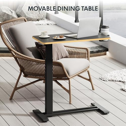FLEXISPOT H7 28" Pneumatic Height-Adjustable Overbed Table with Wheels - color: Black Maple, size: Small