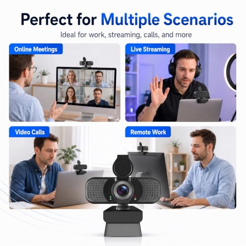 Full HD 1080P USB Webcam for Computer with Noise-Reducing Microphone