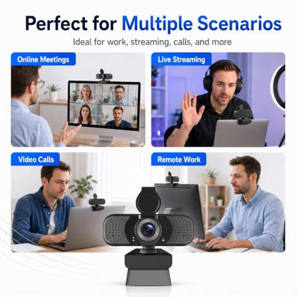 Full HD 1080P USB Webcam for Computer with Noise-Reducing Microphone
