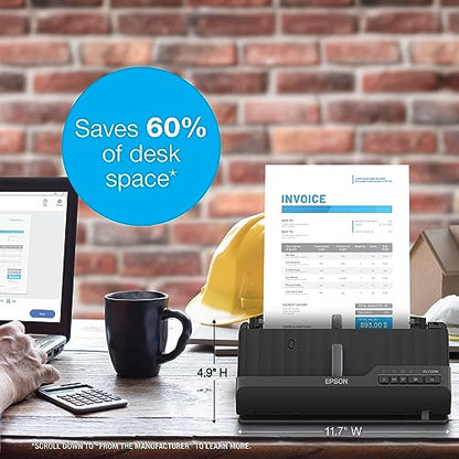 Epson Workforce ES-C320W Wireless Compact Document Scanner Duplex 20-pg ADF | 20-Page Auto Feeder 2-Sided Duplex Scanning Mobile Connectivity Paper and Card Support - style: ES-C320