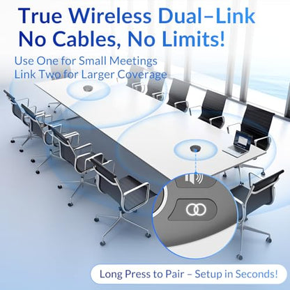 Speakerphone, Conference Speaker with 4 Mics, 360° Enhanced Voice Pickup - color: Supports 2-Unit Daisy-Chaining