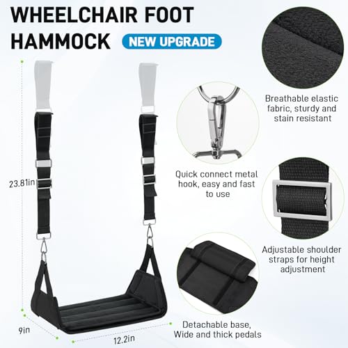 Upgrade Wheelchair Foot Rest Hammock with Calf Strap - Adjustable Height Anti-Slip Anti-Squeeze Leg Support Sling with Rigid Base Seat Belt for Wheelchair, Rollator, Walker Footrest - size: With Calf Strap