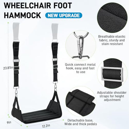 Upgrade Wheelchair Foot Rest Hammock with Calf Strap - Adjustable Height Anti-Slip Anti-Squeeze Leg Support Sling with Rigid Base Seat Belt for Wheelchair, Rollator, Walker Footrest - size: With Calf Strap